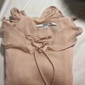 Guess Light Peach Lace-Up Blouse